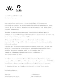Geacht lid van het BIN-Polderstad Geachte buurtbewoner De