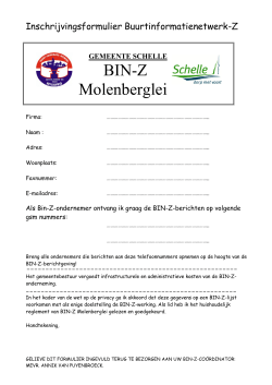 Inschrijvingsformulier BIN-Z Molenberglei