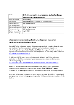 Infectiepreventie maatregelen i.v.m. stage van studenten
