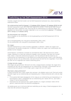 Toelichting op het Self Assessment 2014