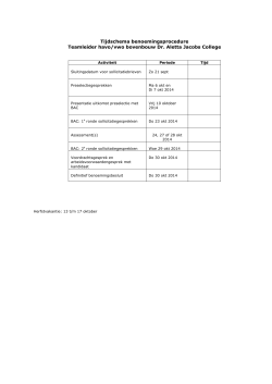 Tijdschema benoemingsprocedure Teamleider havo/vwo