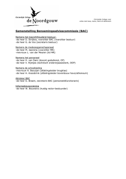Samenstelling Benoemingsadviescommissie (BAC)