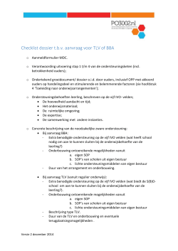 Checklist dossier t.b.v. aanvraag voor TLV of BBA