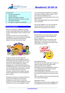 In dit nummer &bull; We zijn weer begonnen &bull; Ouderhulplijsten &bull; Agenda