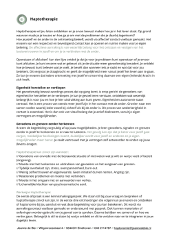 Download hier de informatie over haptotherapie door Jeanne de Bie.