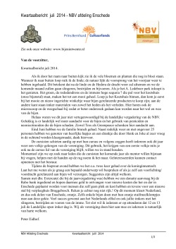 Kwartaalbericht juli 2014 - NBV afdeling Enschede - NBV