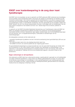 KNGF over kostenbesparing in de zorg door inzet fysiotherapie