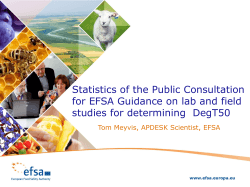 Statistics of the Public Consultation for EFSA Guidance on