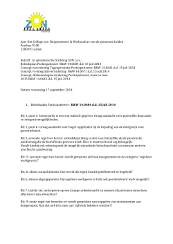 Inspraakreactie Participatiewet Stichting ZON 140917