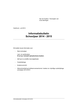 Informatiebulletin Schooljaar 2014 - 2015