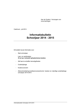 Informatiebulletin Schooljaar 2014 - 2015