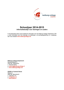 Informatieboekje - Walburg College Zwijndrecht