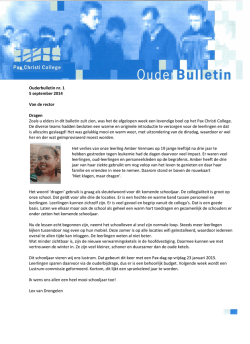 Ouderbulletin nr. 01, 5 september 2014