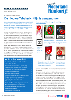 Nieuwsbrief april 2014 - Alliantie Nederland Rookvrij!