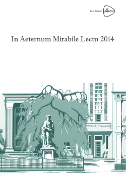 In Aeternum Mirabile Lectu 2014