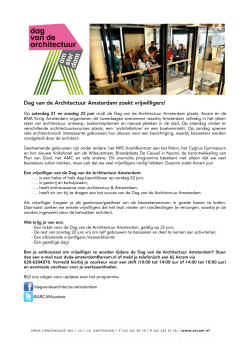 Dag van de Architectuur Amsterdam zoekt vrijwilligers