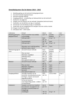 Ontwikkelpunten Cbs De Bolster 2014 – 2015