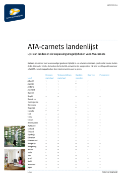 ATA-carnets landenlijst