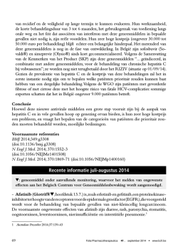 Recente informatie juli-augustus 2014