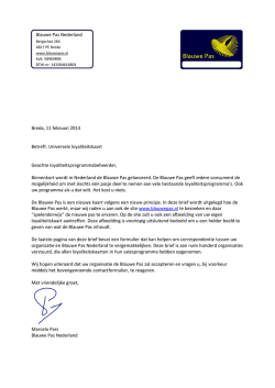 eerste brief - Blauwe Pas