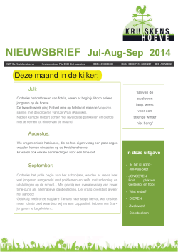 NIEUWSBRIEF Jul-Aug-Sep 2014