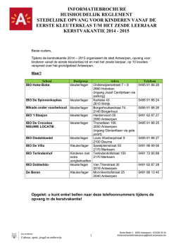 informatiebrochure huishoudelijk reglement stedelijke opvang voor
