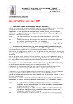Detail agenda gemeenteraad 24 April 2014 in Wachtebeke