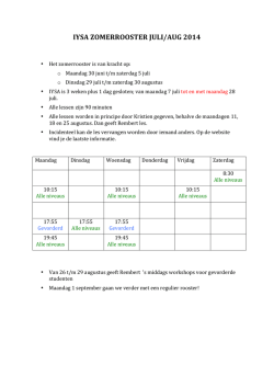 IYSA ZOMERROOSTER JULI/AUG 2014