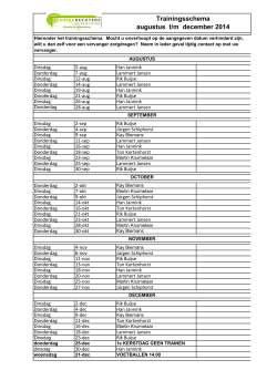 Trainingsschema augustus t/m december 2014