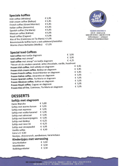 Drank speciale koffie, icecoffees en desserts