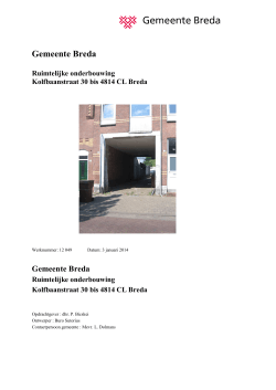Gemeente Breda Ruimtelijke onderbouwing Kolfbaanstraat 30 bis