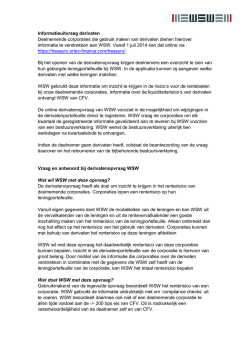 Informatieuitvraag derivaten Deelnemende corporaties die
