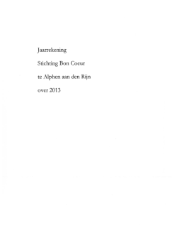 Jaarrekening Stichting Bon Coeur te Alphen aan den Rijn