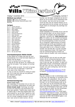 Nieuwsbrief 07-11-2014 - OBS Villa Vlinderhof