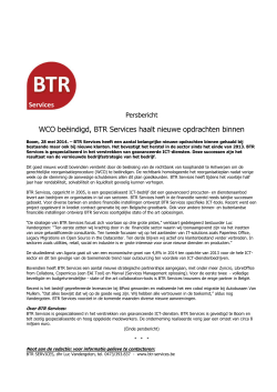 WCO beëindigd, BTR Services haalt nieuwe opdrachten binnen