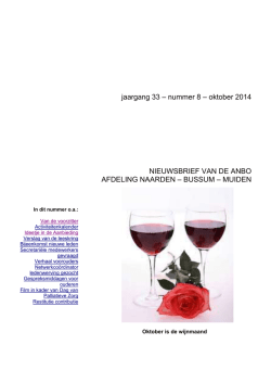 jaargang 33 &ndash; nummer 8 &ndash; oktober 2014 NIEUWSBRIEF