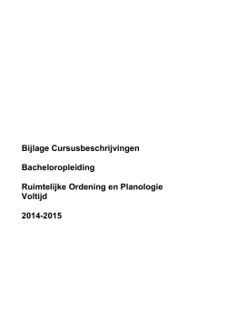 Ruimtelijke Ordening en Planologie- cursusbeschrijvingen 2014-2015