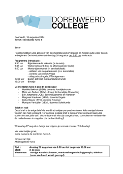 Doorwerth, 18 augustus 2014 Betreft: Introductie havo 5 Beste