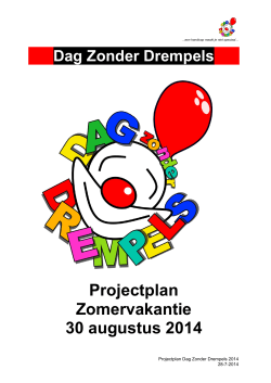 het projectplan 2013 - Dag Zonder Drempels