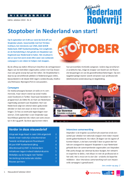 Nieuwsbrief oktober 2014 - Alliantie Nederland Rookvrij!