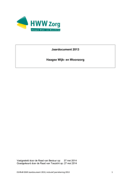 Jaardocument 2013 Haagse Wijk- en Woonzorg