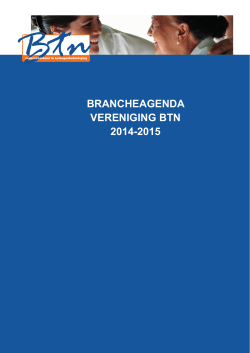 BRANCHEAGENDA VERENIGING BTN 2014-2015
