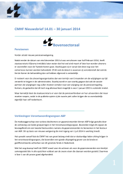 CMHF Nieuwsbrief 14.01 – 30 januari 2014 Bovensectoraal