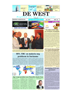HIV, TBC en malaria nog probleem in Suriname