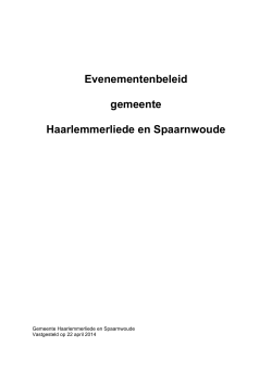 Evenementenbeleid gemeente Haarlemmerliede en Spaarnwoude