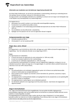 Instapvoorwaarden voor stage Stage: duur, vorm, inhoud Stage in
