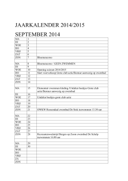 jaarkalender 2014/2015 september 2014