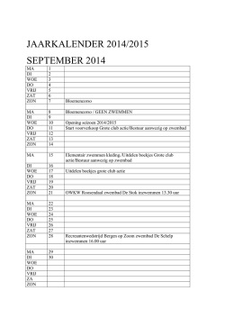 jaarkalender 2014/2015 september 2014