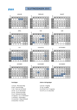 Verlofkalender BWA 2015