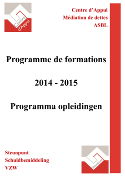 Programme de formations 2014 - 2015 Programma opleidingen